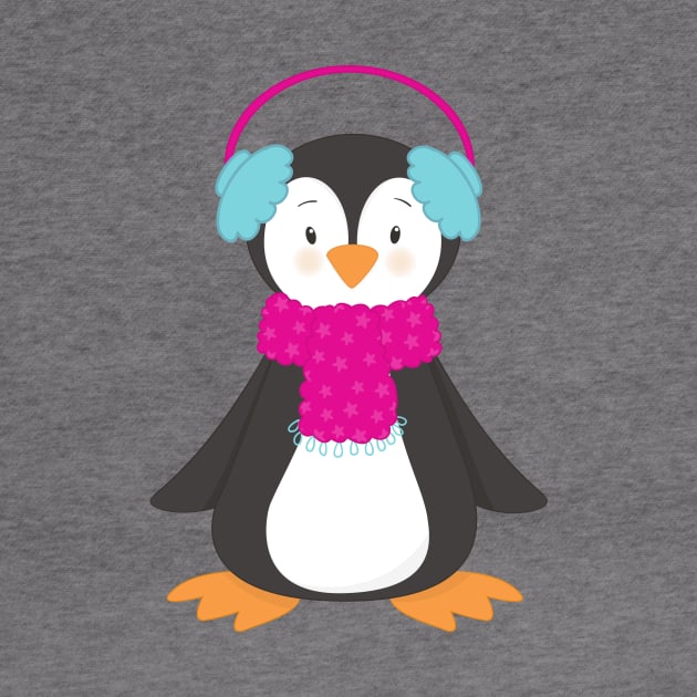 Cute Penguin, Baby Penguin, Penguin With Scarf by Jelena Dunčević